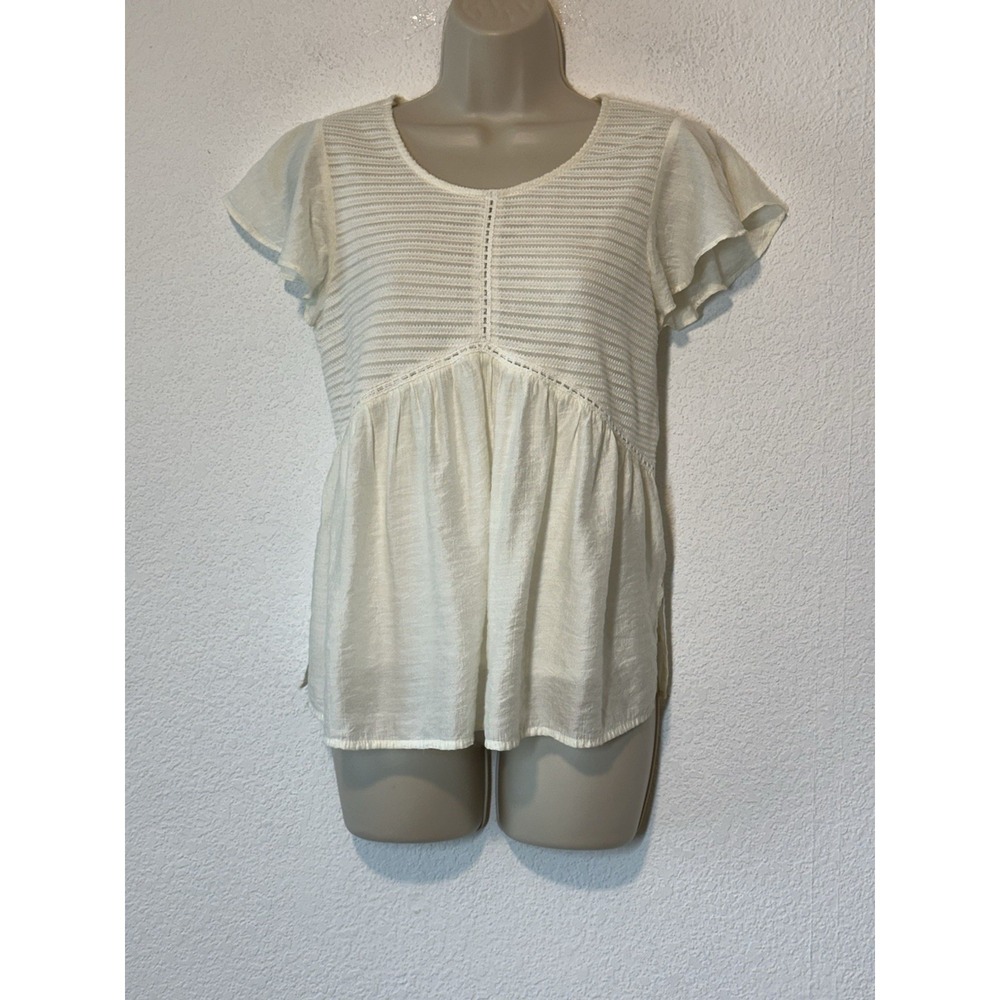 Altard State Y2K Ivory Textured Knit Cottagecore Fairy Babydoll Top Size S/M